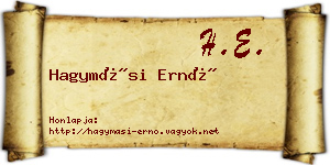 Hagymási Ernő névjegykártya